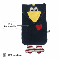 Bio Wärmflasche Rabe 800ml – Naturkautschuk & Bio-Baumwolle Handgefertigt — Ansicht 1