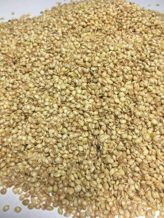 Bio Hirsespelz kbA lose, natürliche Füllung für Kissen, goldbraune Körner