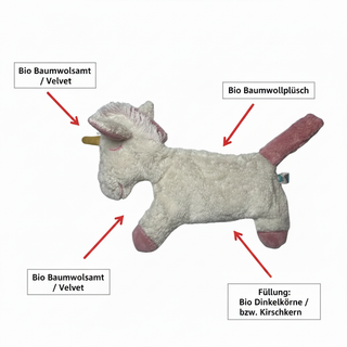 Bio Wärmekissen Einhorn aus Bio Baumwollplüsch