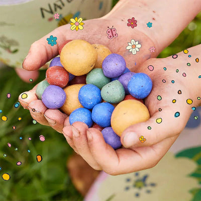 Nature adventure – 100 flower marbles | Seed bombs for kids | Sustainably handcrafted