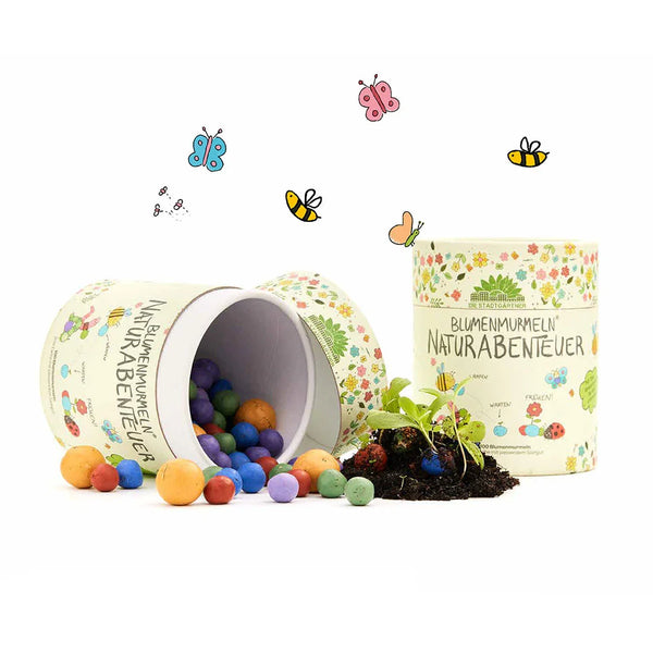 Nature adventure – 100 flower marbles | Seed bombs for kids | Sustainably handcrafted
