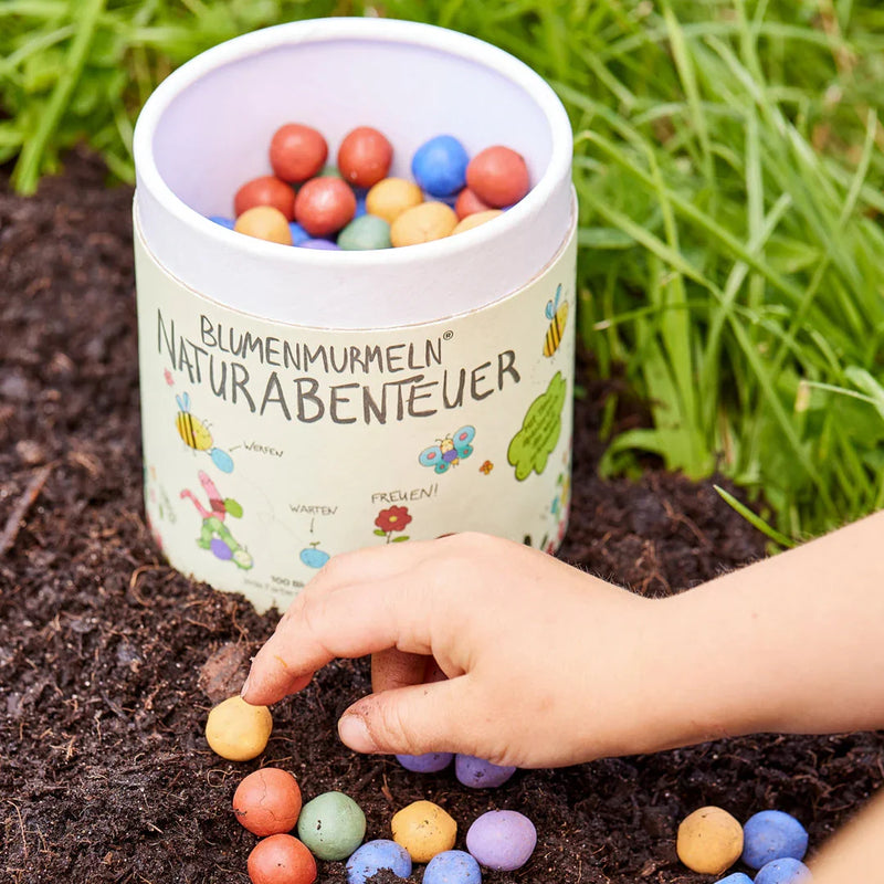 Nature adventure – 100 flower marbles | Seed bombs for kids | Sustainably handcrafted — Die Stadtgärtner