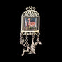 "Cage" Traditional Brooch with Cabochon & Pendants | Antique Silver | 8 × 3 cm