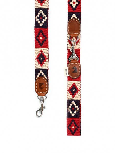 Buddys Dogwear – Red Indian Leine | 2 m verstellbar | Baumwolle & Leder