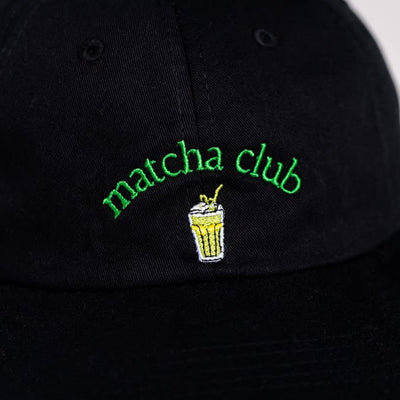 arrel matcha club Premium Dad Cap - Organic Cotton Black & Green