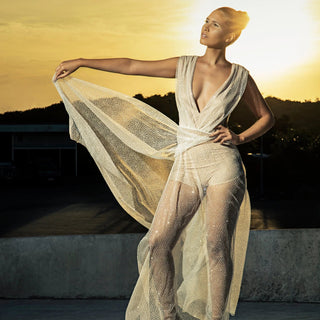 Marilyn Dress – Shimmering Tulle | Deep V-Neck | Recycled Glamour