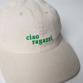 ciao ragazzi Premium Cord Dad Cap - cream & green