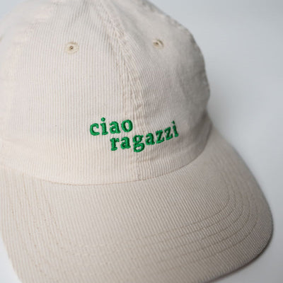 arrel ciao ragazzi Premium Cord Dad Cap Cream & Green – Organic Cotton