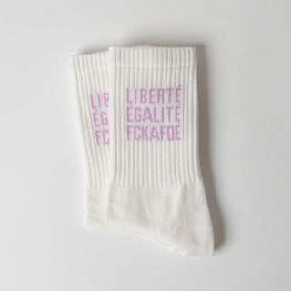 FCKAFDÉ Statement Socken - cream & lavender