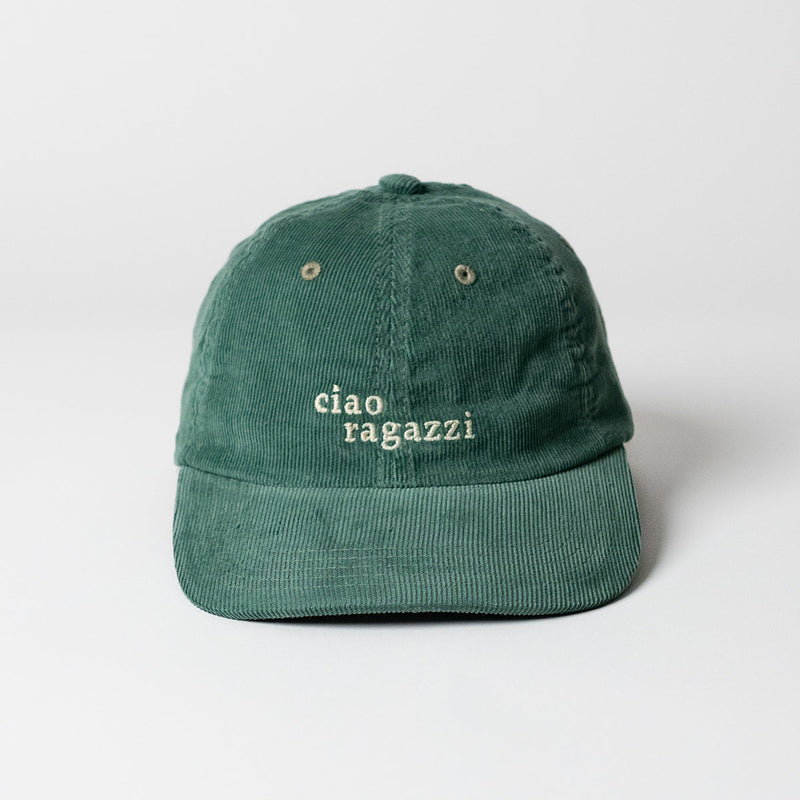 arrel ciao ragazzi Premium Cord Dad Cap green & cream – Organic Cotton — arrel - responsible apparel