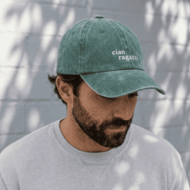 ciao ragazzi Dad Cap Vintage Green & Cream – 100% Baumwolle — Ansicht 2