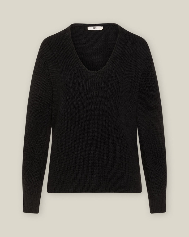 Merino wool knit pullover – deep V-neck | ribbed texture | fairly made in Italy — Ansicht 6