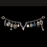 Women's Charivari with Deer – 10 Charms, 23 cm | Antique Silver — Ansicht 1