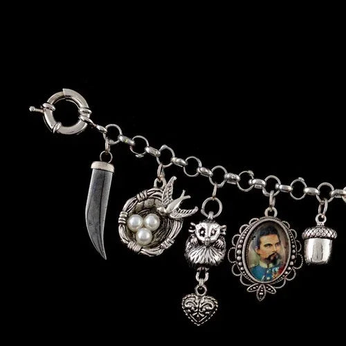 Women's Charivari with Deer – 10 Charms, 23 cm | Antique Silver — Ansicht 3