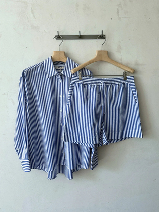 Streifen Shorts aus Organic Cotton – Pyjama Style | regulierbare Taille | fair gefertigt in Portugal