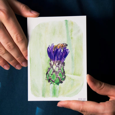 Set of 6 Bee Watercolor Postcards - Recycled Paper