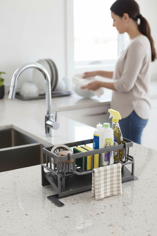 Kitchen Sink Drain Rack Organizer Abs Plastic Self-draining Sink Shelf Soap Sponge Holder Dishcloth Towel Rack Filter Basket