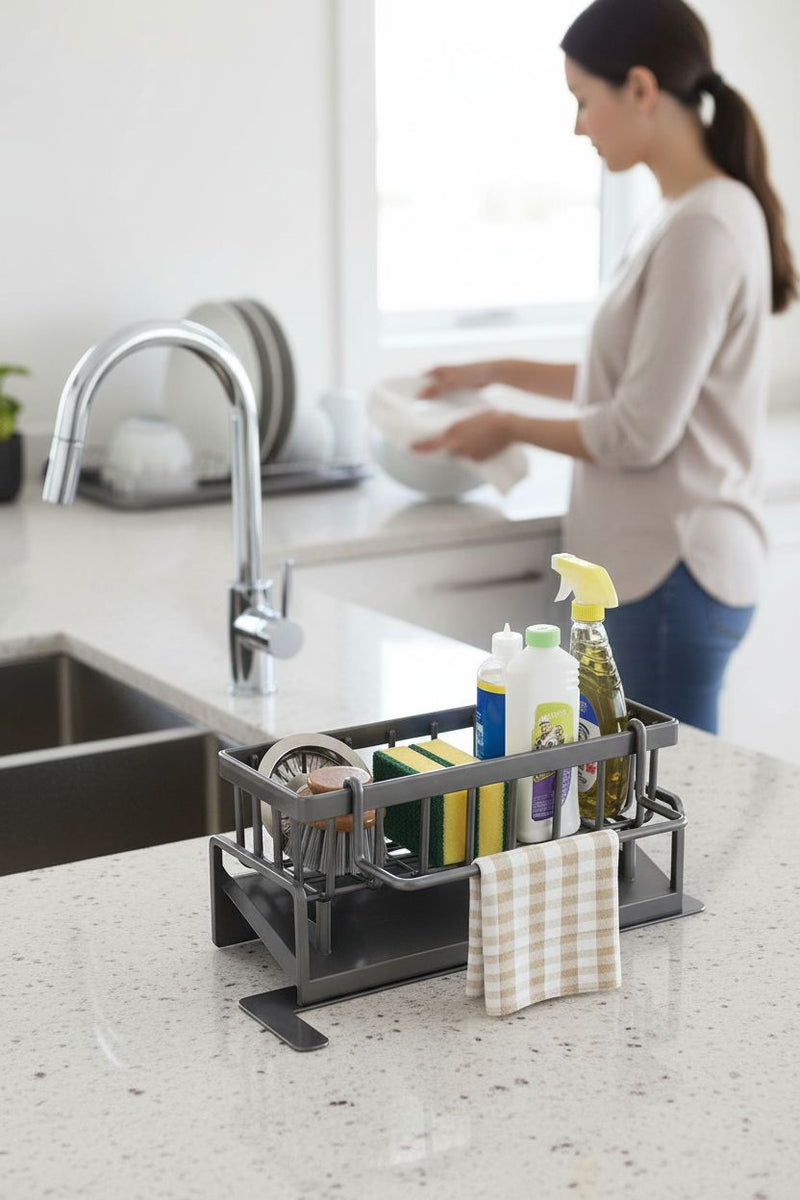 Kitchen Sink Drain Rack Organizer Abs Plastic Self-draining Sink Shelf Soap Sponge Holder Dishcloth Towel Rack Filter Basket — Ansicht 2