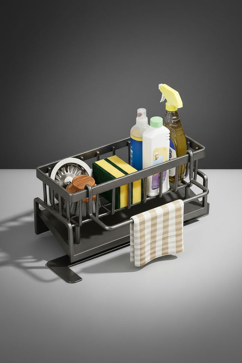 Kitchen Sink Drain Rack Organizer Abs Plastic Self-draining Sink Shelf Soap Sponge Holder Dishcloth Towel Rack Filter Basket — Ansicht 4