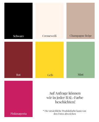 Farbauswahl der Produktkollektion von Siqual Design – alle verfügbaren RAL-Farbtöne im Überblick