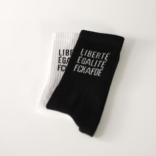 fckafdé statementsocken von arrel in weiß und schwarz