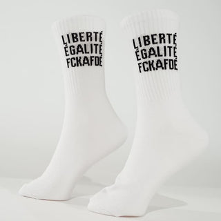 fckafdé statementsocken von arrel in weiß aus Bio-Baumwolle