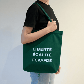 FCKAFDÉ Premium Tote Bag - Bottle Green & Sky Blue