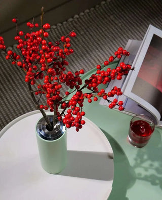 Draufsicht auf die Vase Floare in Mint – runde Form mit abnehmbarem Ring