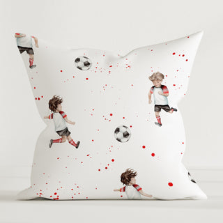 Fussball Premium Kinder Dekokissen – Fussballzauber | 40×40 cm | Baumwolle