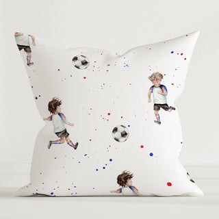 Fussball Premium Kinder Dekokissen – Fussballzauber | 40×40 cm | Baumwolle