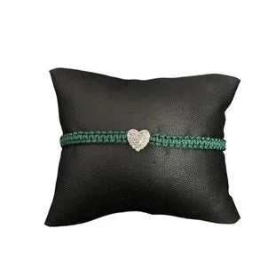 Friendship Bracelet with Rhinestone Heart – Hand-knotted & Adjustable — I bin I Schmuck und Werk