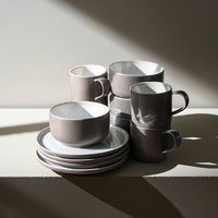 Ddoria Brunch Set – Steingut handgefertigt in Granit Grau — Ansicht 1