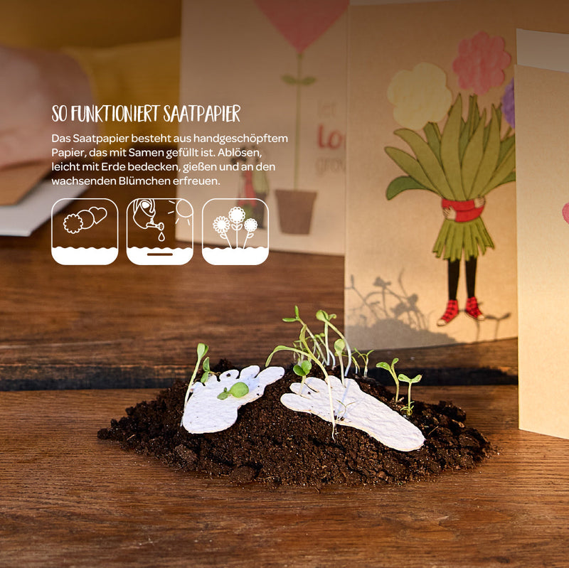 Osterkarte „Blumige Grüße“ – Saatpapier mit Wildblumensamen — Ansicht 5