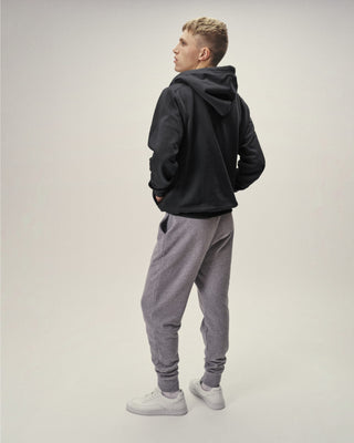Herren Outdoor Hoodie mit Half Zip in Anthrazit von WOTE – Rückenansicht mit Kapuze