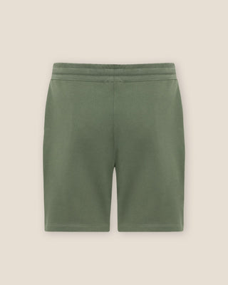 Herren Sweatshort in Olive aus Bio-Baumwolle von WOTE, Rückenansicht freigestellt