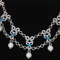 Jewellery Set with Heart Ornaments, Rhinestones & Pearls | Necklace & Earrings — Ansicht 2