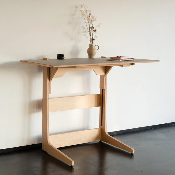 DEXTER Height-Adjustable Standing Desk – Beech Wood, 73–123 cm