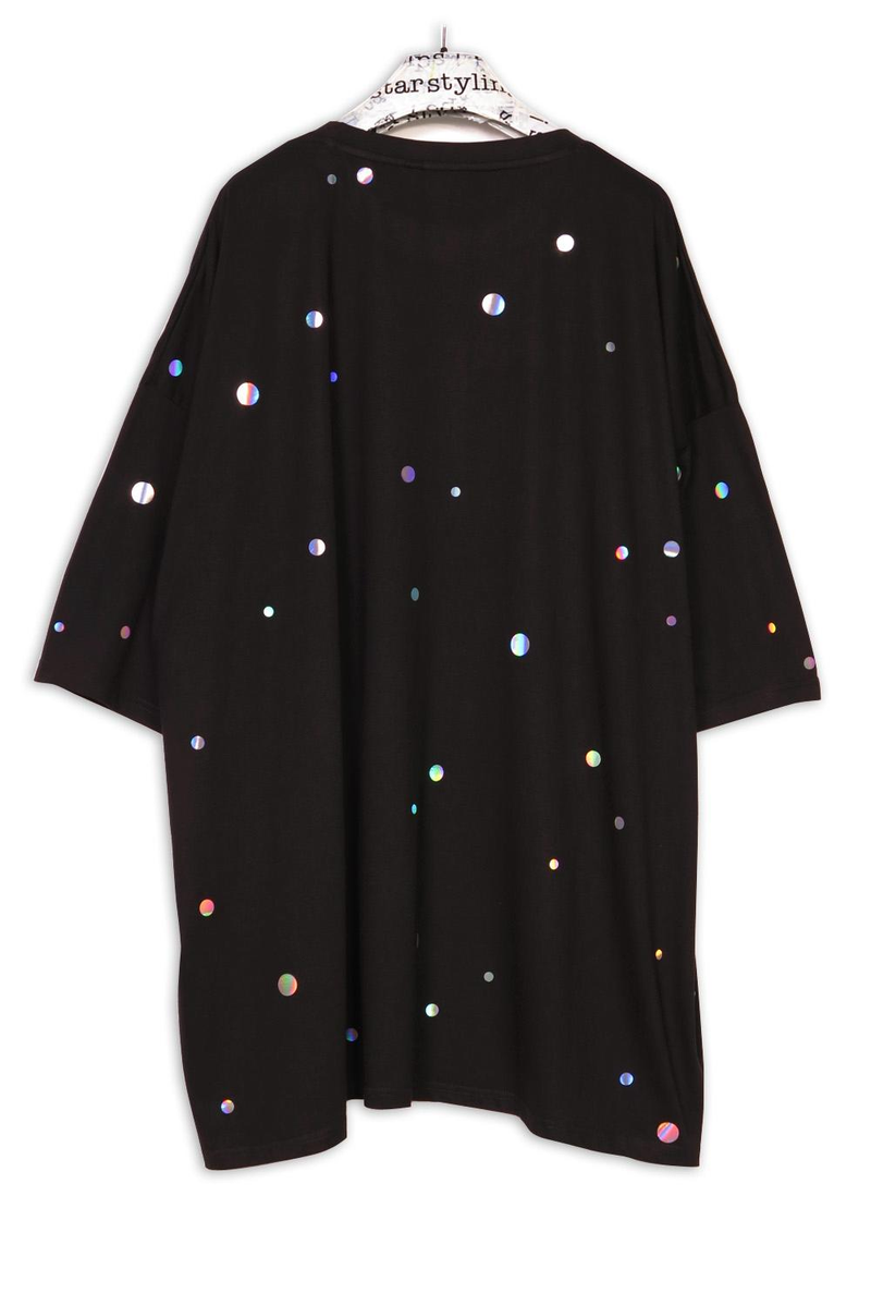 Starstyling Holo Dots Bigshirt – Holografische Punkte, Unisex Oversize — Ansicht 3