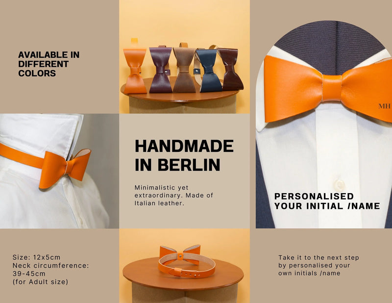 Leather Bow Tie Berlin Edition – Genuine Leather handmade customizable — Ansicht 6
