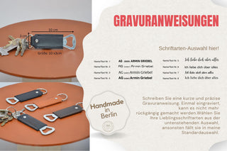 Handgefertigter Leder Schlüsselanhänger mit Flaschenöffner und Gravur – Geschenk für Männer, Rustikales Design