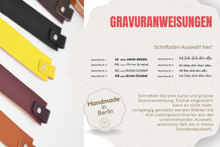 Handgefertigtes Leder-Lesezeichen. Mit Gravur von Namen, Initialen oder Zitaten. Einzigartiges Geschenk für Bücherfreunde.