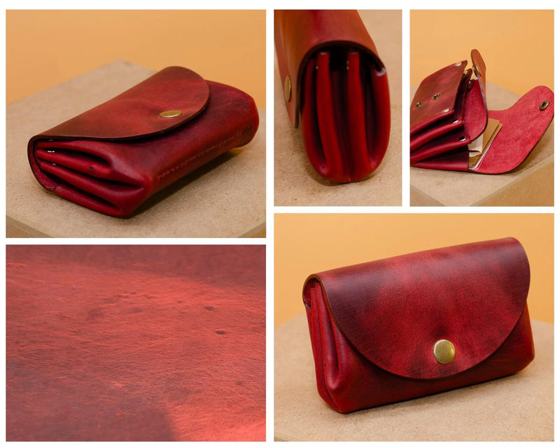 Kleine Damen-Geldbörse Rot – Echtleder Handmade Berlin — Ansicht 4