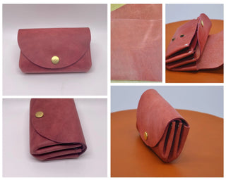 Minimalistisches Portemonnaie für Frauen – Echtleder | Handmade | Altrosa Berlin