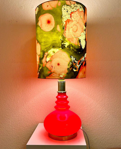 Restored Peill & Putzler Lamp Red Opal Glass Mid Century Table Lamp
