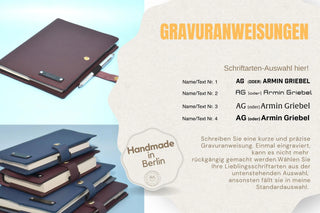 Leder Tagebuchhülle A6 – Italienisches Nappa | Refill | Gravur möglich