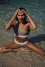 Cotton Beach Bikini Pants Beige High Waist Recycelt ECONYL® UPF50+