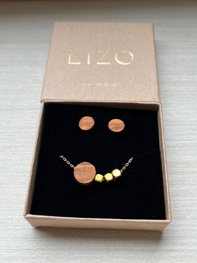 Short Necklace Olive Wood & Stainless Steel – handcrafted in Cologne — Ansicht 6