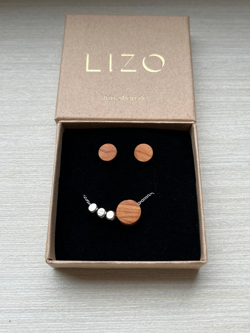 Short Necklace Olive Wood & Stainless Steel – handcrafted in Cologne — Ansicht 7