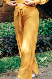 Aila Wide Leg Pants Amber – High Waist Ribbed Jersey Women's Fashion — Ansicht 10