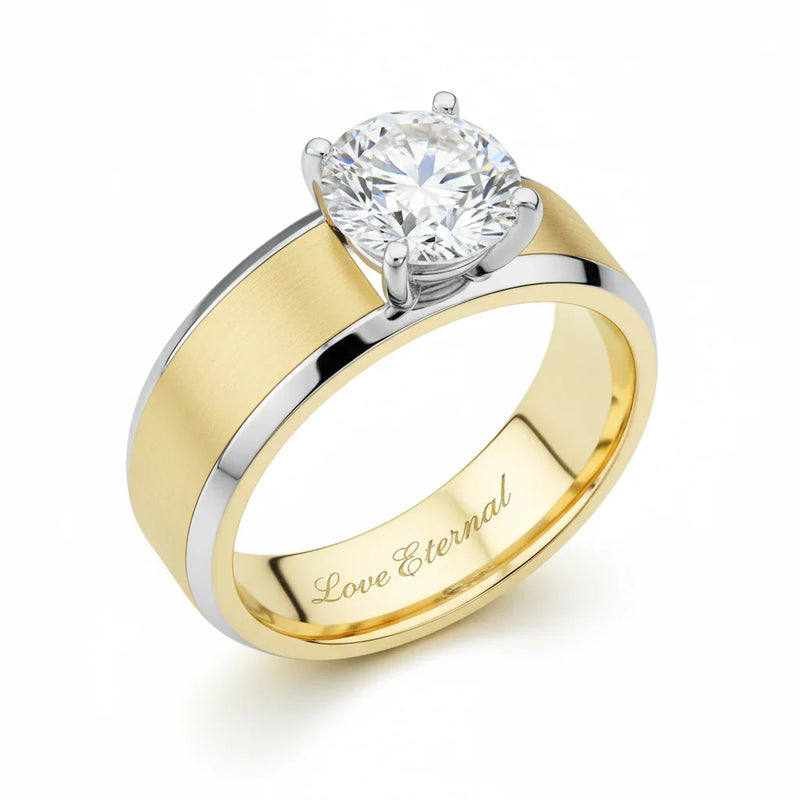 Thick Gold Wedding Ring with Diamond — Ansicht 2